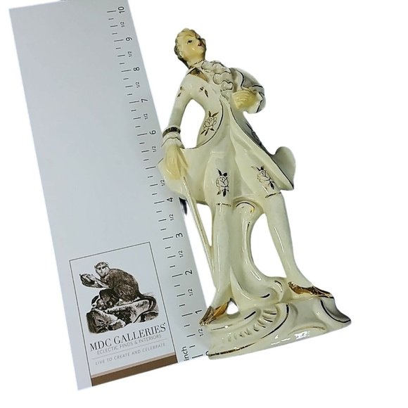 Figurine Victorian Male Porcelain Gold Details Handpainted Tilso Japan 8.5"H - Picture 8 of 10